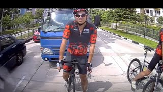 22dec2018 lorry vs cyclist eric chung  cyclist elbow the mirror amp lorry send it to kiss the ground [upl. by Lemra]