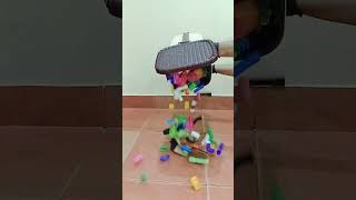 Slow Mo Toy Truck Madness 🚒🧸Basket Full of Fun Blocks [upl. by Inahs]