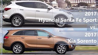 2017 Hyundai Santa Fe Sport vs 2017 Kia Sorento technical comparison [upl. by Haletta711]