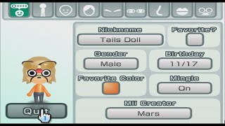 Tails Doll  Sonic The Hedgehog  Mii 1588 [upl. by Sender]