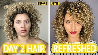 HOW I REFRESH MY CURLY HAIR WITH NO HEAT OR FRIZZ [upl. by Aihseyk]