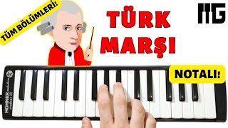 TÜRK MARŞI  Mozart  Tüm Bölümleri  Kolay Melodika Notaları [upl. by Lehctim368]