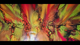 851 Giant Deconstructed Bloom Acrylic Pour Painting in Fall Colors with Resin [upl. by Dnar]