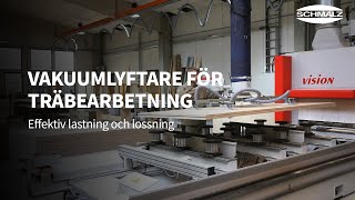 Vakuumlyft  Vakuumlyftare  CNCmaskin  Träbearbetning  Lastning amp lossning  Lyfta trä  Schmalz [upl. by Rosol]