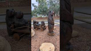 Mount Trotwood Park Carved Bear Pulls Wood Wagon with 2 Bears 4th Bear Stands Winter Springs [upl. by Ecirahc]