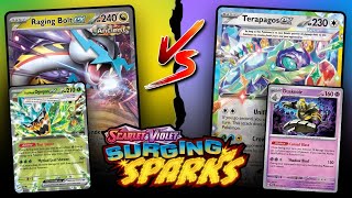 Terapagos ex vs Raging Bolt ex  Surging Sparks Pokemon TCG Gameplay [upl. by Homovec578]