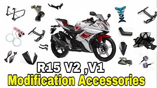 Yamaha R15 V2V1 Complete Modification guide and Acessories link [upl. by Hairahs728]