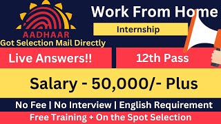 AADHAR CARD Recruitment 2024  Work from home jobs 2024  UIDAI  online jobs at home [upl. by Artim]