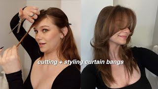 how i cut and style my curtain bangs [upl. by Gershom794]