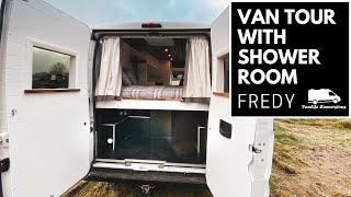 Van Tour with Fixed Bed amp Dinette Seating  offgrid conversion with shower  Vanlife Conversions [upl. by Latrice998]