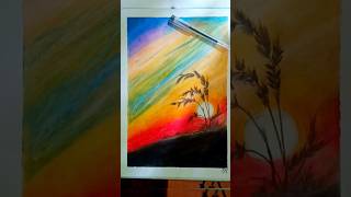 Easy oil pastel sunset paintingNatural drawing oilpastel art painting sunsetpaintingoilpastels [upl. by Enortna]