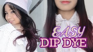 PURPLE HAIR How to EASY Dip Dye Hair at Home  Asian Hair [upl. by Yvad31]