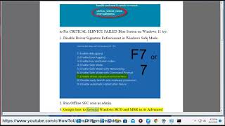 Fix CRITICALSERVICEFAILED STOP 0x0000005A Blue Screen on Windows 1110 [upl. by Filmore625]