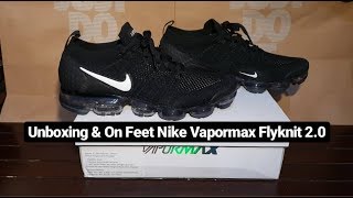 Unboxing amp On Feet Nike Vapormax Flyknit 20 Black [upl. by Arimahs]