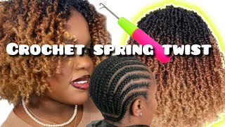 8quot Spring Twist Detailed Crochet Braid Pattern Pretwisted Install How To 4c Natural Hair Cornrows [upl. by Chon]