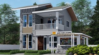 Amazing 2 Storey House with store  Pinoy House Design [upl. by Magree]