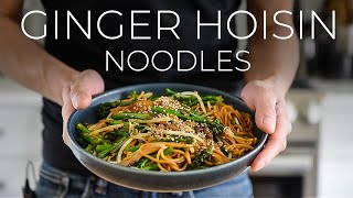 QUICK Ginger Hoisin Udon Noodles Recipe  Easy vegetarian dinner idea [upl. by Jessika339]