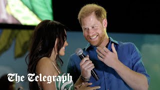 Harry and Meghan speak Spanish to crowd on last day of Colombia trip [upl. by Drus]