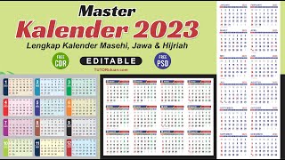 Master Kalender 2023 Lengkap Tanggal Jawa dan Hijriah Free CDR amp PSD  Calendar Design [upl. by Ennyroc]