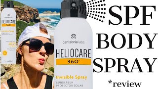 Best Body Sunscreen Spray  Heliocare 360 Invisible Spray SPF50 Review [upl. by Hayne]