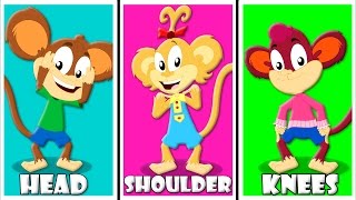 Head Shoulders Knees And Toes  Nursery Rhyme Songs  Monkey Rhymes [upl. by Tatianas974]