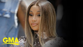 Cardi B throws mic after fan tosses drink at star during performance l GMA [upl. by Moe]