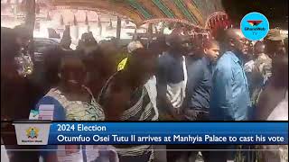 2024 Election Watch Otumfuo Osei Tutu IIs arrival at Manhyia Palace to cast his vote [upl. by Forelli]