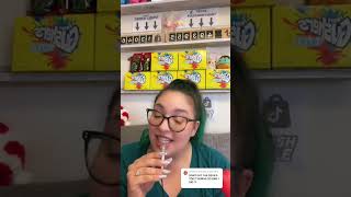 Liz Taste Testing the freeze dried Toe of Satan lollipop 😱 freezedriedcandy Would you try it [upl. by Yngiram]