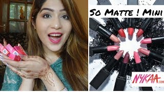 Nykaa So Matte Mini Lipsticks  Review and Swatches  Nykaa Mini Lipstick [upl. by Ahtela]