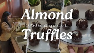 Almond Chocolate Truffles  1630 Healthy Desserts healthydesserts almonds truffles dates [upl. by Echo]