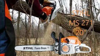 STIHL MS 271 FARM BOSS BRAND NEW First Time Cutting [upl. by Wanonah337]