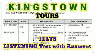 KINGSTOWN TOURS LISTENING TEST WITH ANSWERS ieltslisteningtestforpractice [upl. by Yessydo]