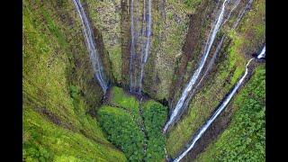 Waimanu Valley Drone  Big Island [upl. by Nerin223]