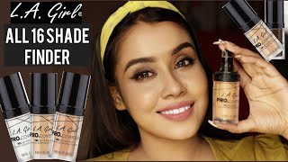 LA Girl Pro HD illuminating foundation 16 Shades finder review swatches [upl. by Lleihsad]