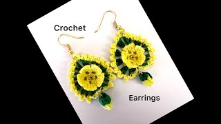 NEW DESIGN PATTERN crochet EARRINGS  easy to learn crochet earrings [upl. by Ak172]