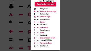 Symbols name in English english symbol englishwords [upl. by Dnalevets]