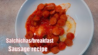 Sausages with tomatoes and onion •salchichas con tomate y cebollaverosjourneyvlogss [upl. by Hobard]