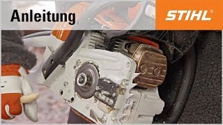 Kettenraddeckel Führungsschiene und Sägekette bei einer STIHL Motorsäge abbauen und reinigen [upl. by Sprung]