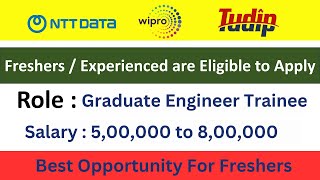 Wipro NTT DataTudip Mega Hiring Apply Now  Freshers Job [upl. by Lorry]