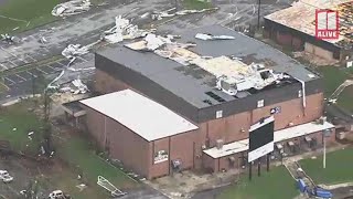 Video shows damage at Newnan High School community following tornado [upl. by Goebel656]