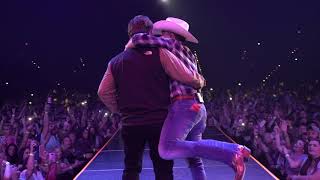 Justin Moore Celebrates Fathers Day by Bringing His Dad on Stage to Sing quotSmall Town USAquot [upl. by Atinrahs]