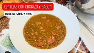 Lentejas con chorizo y bacon [upl. by Aihsenat]