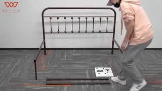 HOW DO YOU ASSEMBLE  Vintage Metal Bed Frame Platform  Antique Brown Finish  Queen Size [upl. by Navak]