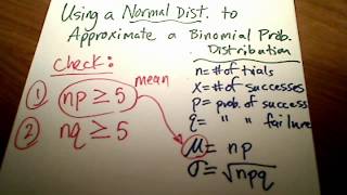 Stats Approximating a Binomial Prob Distribution using a Normal Distrib Part 1 [upl. by Bui]