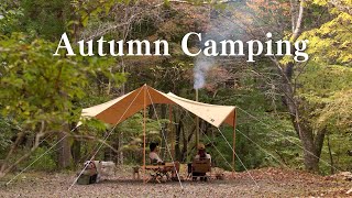 【夫婦キャンプ】紅葉と薪ストーブを楽しむ秋キャンプ  cozy camping  ASMR  mtsumi [upl. by Cirone471]