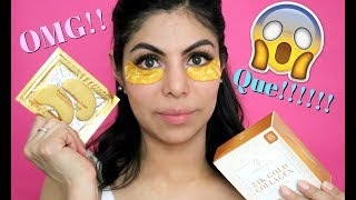 Probando Mascarilla para ojeras 24K GOLD COLAGENO Y ORO FUNCIONAN  FABIOLAG [upl. by Nahk]