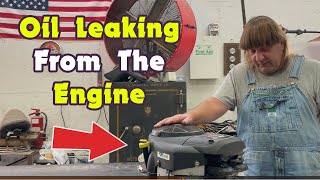 EASY FIX  Oil Leaks From Engine Briggs amp Stratton 26HP 44 cu inch [upl. by Noiro]