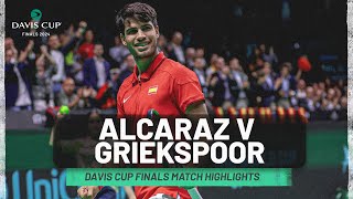 Carlos Alcaraz v Tallon Griekspoor Highlights  Spain v Netherlands  Davis Cup Finals 2024 [upl. by Etnomal786]