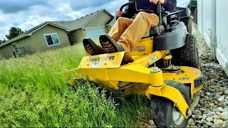 Satisfying Tall Grass Mowing  Overgrown Lawn Makeover  Stripes [upl. by Kcor164]