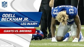 Odell Beckham Jr Suffers Leg Injury  Giants vs Browns Preseason  NFL [upl. by Sadnalor]